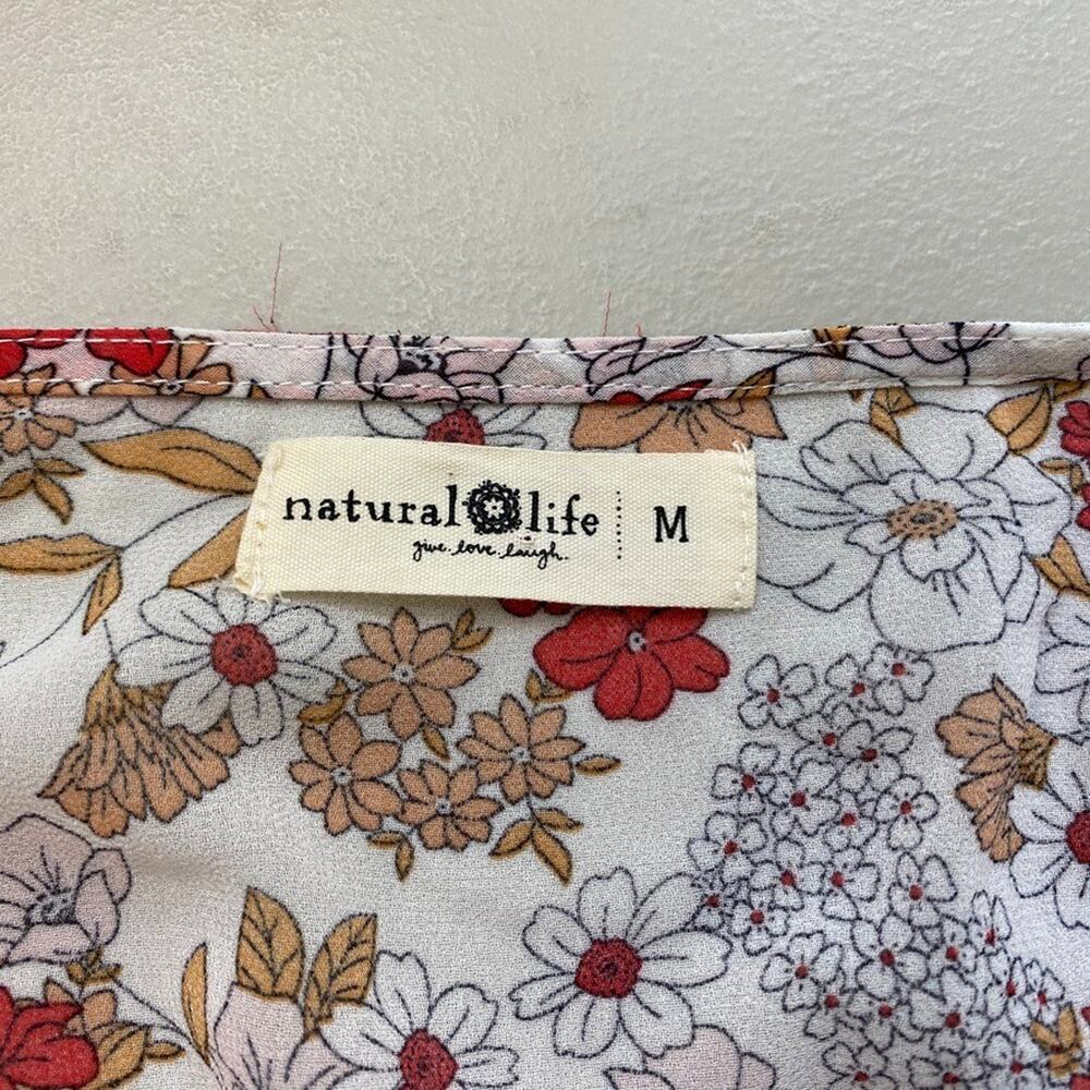 Natural Life Maxi Dress Medium Sheer Retro Floral Tiered Bell Boho Cottagecore - Picture 10 of 12